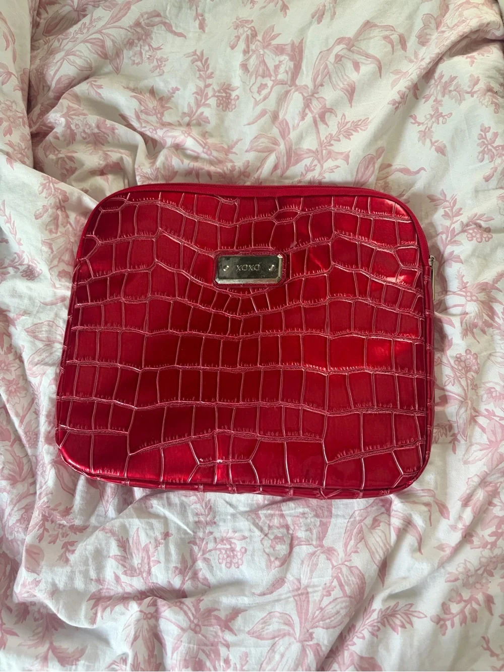 XOXO Red Croc-Embossed Laptop Sleeve